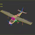 Small Blue And White Model Airplane With Biplane Wings Red Landing Gear Dark Background