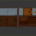Pair Of Wooden Display Cabinets With Glass Doors And Drawer Storage