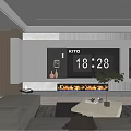 Modern Living Room Interior With Comfortable Sofa TV Wall And Decorative Fireplace