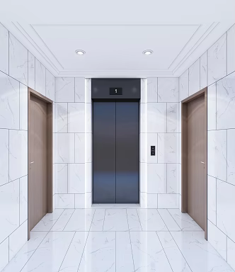 Elevator aisle corridor public area unit office building elevator 3d model