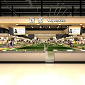 Modern Supermarket Department Store Interior With Spacious Aisles Shelves Ceiling Lights And Shoppers