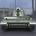 Silver Gray Military Tank Model With Turret Cannon And Tracks