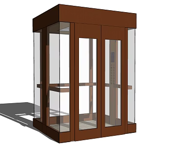 Modern Glass Elevator With Wooden Frame And Transparent Cabins For Residential And Commercial Buildings 3d model