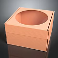 Brown Square Corrugated Paper Box with Circular Top Opening for Packaging Use 3d model
