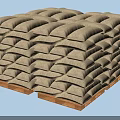 High Stacked Sandbags On Wooden Pallets For Building Construction Components