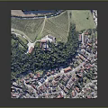 Detailed 3D Model of Village with Trees and Castle on Hilltop