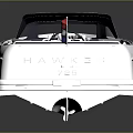White and Blue Recreational Boat With Canopy Dashboard Seats And Red White Blue Flag