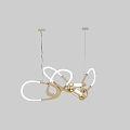 Modern Gold Metal Chandelier With White Circular Intertwined Rings Hanging Lighting Design