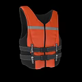 Orange And Black Life Jacket With Reflective Strips Adjustable Straps Fish Pro Branding 3d model