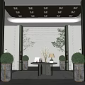 Modern floral ornaments combination end table 3d model
