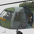 Detailed Military Camouflage Helicopter With Rotors Fuselage And Equipment Structure