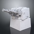 Double Barrel Turret Weapon Model With Detailed Military Base Design