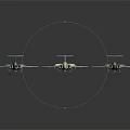 Three Different Colored Military Fighter Aircraft Models Displayed On Dark Background