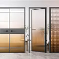 Modern Interior Doors Featuring Glass Panels Metal Frames And Grid Design 3d model