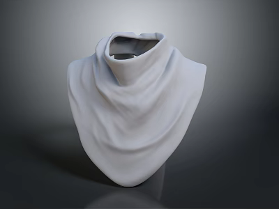 White Fabric Drapery With Folds On Neck Shoulder Mannequin 3d model