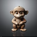 Home Furniture Decorative Ornament With 3D Rendered Brown Monkey In Sitting Position