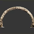 Stunning Scenic Landscape Surrounding Historic Stone Arch With Detailed Carvings