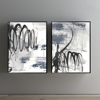 Modern abstract painting simple gray living room abstract decorative painting 3d model