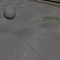 Gray Marble Tile Floor With Sphere And Green Plant Leaves Under Window Light