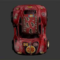 Red Vintage Beetle Toy Car With Decorative Numbers And Retro Design