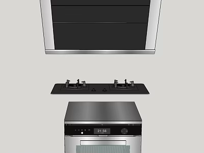 Modern Kitchen Appliances Range Hood Gas Stove And Oven For Daily Cooking 3d model