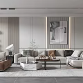 Modern Living Room Interior With Comfortable Sofa Coffee Table Artwork And Floor Lamp