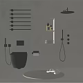 Modern Bathroom With Wall Mounted Toilet Shower Head Towel Rack And Slippers