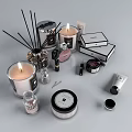 Perfume Cosmetics Display With Scented Candles Diffusers And Skincare Items 3d model