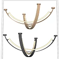 Modern Gold And Black Chandelier With Curved Metal Frame And LED Light Strips
