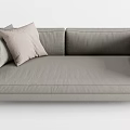 Modern Gray Sectional Sofa With Soft Pillows And Cozy Throw Blanket 3d model