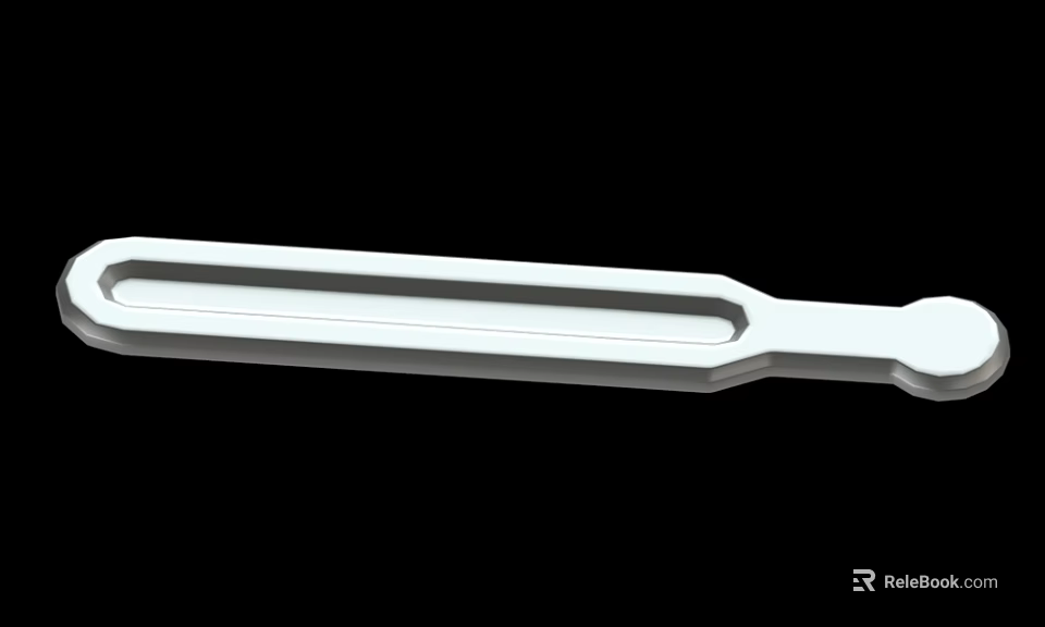 White Metal Tuning Fork With Elongated Shape And Two Parallel Prongs 3d model 
