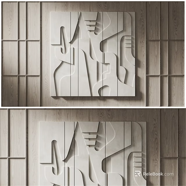 Modern Interior Wall Design With 3D Abstract Geometric Sculptural Decor 3d model 