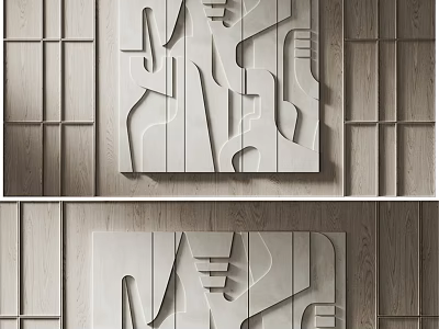 Modern Interior Wall Design With 3D Abstract Geometric Sculptural Decor 3d model