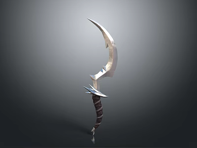 Fantasy Curved Blade Weapon With Sharp Edges And Leather Wrapped Handle 3d model