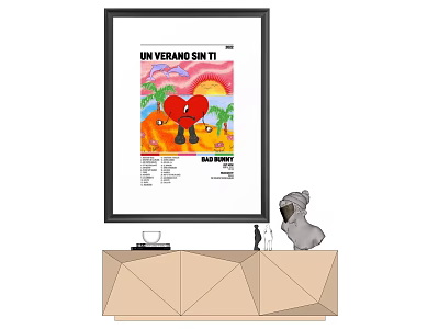 UN VERANO SIN TI Poster With Koala Plush Toy On Geometric Cabinet 3d model