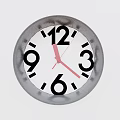 Round Wall Clock With Black Frame White Dial And Red Hands 3d model