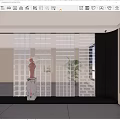 Modern Interior Glass Partition Design With Transparent Panels And Potted Green Plant