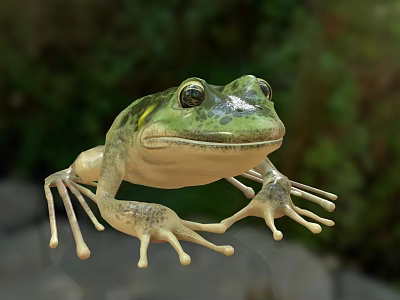 Green Frog Game Movie Character With Detailed Skin Texture And Natural Background 3d model