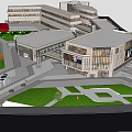 Commercial Complex Layout Design With Connected Buildings Green Space Plaza And Access Roads