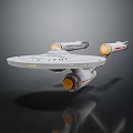Sci Fi Starship Model With Saucer Shaped Hull NCC 1701 And Orange Thruster Engines