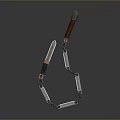 The Flail Weapon with Chain Metal Parts Wooden Handle Metallic Shine and Reflection