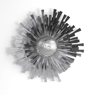 Modern Metallic Decorative Ornament Set With Radiant Design And Central Sphere For Wall Decor 3d model