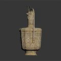 Golden Decorative Household Pitcher Featuring Intricate Carvings Curved Spout and Handle