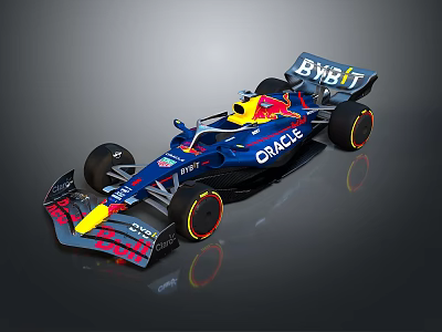 Red Bull Formula 1 Race Car With Oracle Bybit Logos And Blue Body Design 3d model