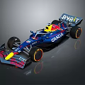 Red Bull Formula 1 Race Car With Oracle Bybit Logos And Blue Body Design
