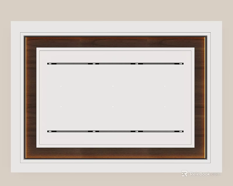 Modern Ceiling Design With Wooden Frame White Panel And Decorative Lines 3d model