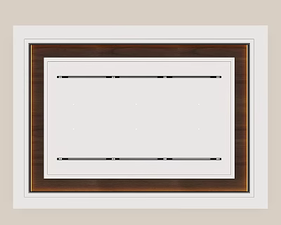 Modern Ceiling Design With Wooden Frame White Panel And Decorative Lines 3d model