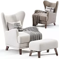 Modern Upholstered Sofa and Coffee Table Set with Armchair Ottoman Decorative Pillows and Throw Blanket