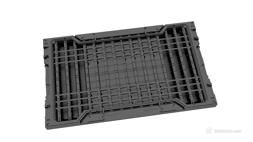 Black Plastic Industrial Pallet With Grid Structure And Reinforced Edges 3d model 