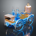 Vintage Steam Powered Car With Copper Boiler Blue Frame And Large Wheels